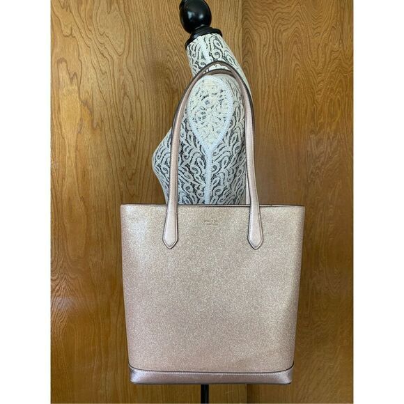 Kate Spade Tinsel Tote‎ Bag in Metallic Saffiano Rose Gold - Picture 12 of 12